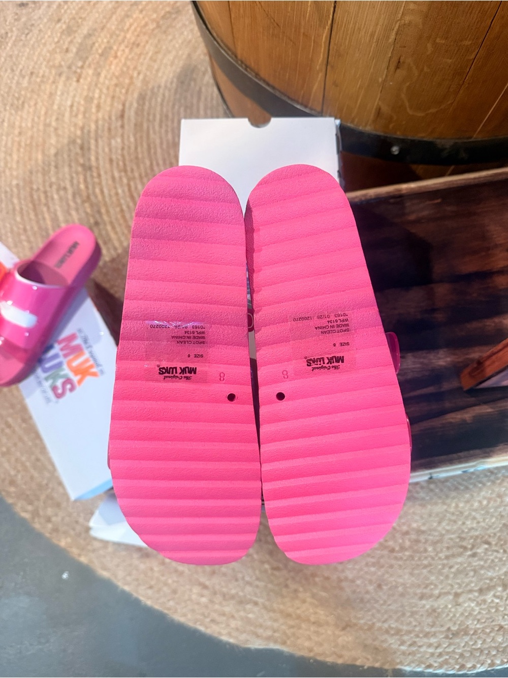 New in  Box - Muk Luks Pink Jelly Double-Buckle Slide Sandals - Picture 6 of 8